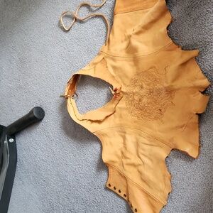 Amazing 1970s leather halter top/vest